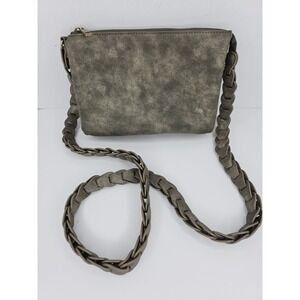 Olive Green ANTHROPOLOGIE Bag Purse Crossbody Braid Strap Boho Faux‎ Leather